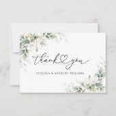 Eukalyptus Gold Brautparty Flat Danke Karte (Vorderseite)