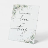 Eukalyptus Gold Brautparty Liebe und Tacos-Zeichen Sockelschild (Vorderseite)