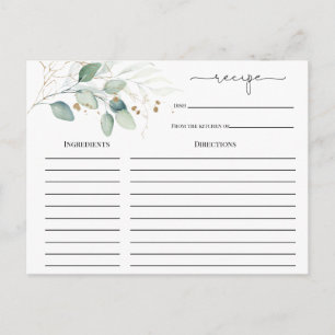 Eukalyptus Gold Brautparty Rezept-Karte Postkarte