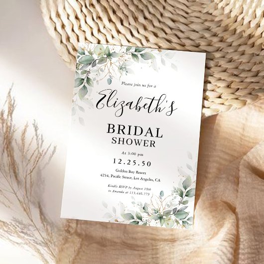 Eukalyptus Gold Bridal Dusche Einladung