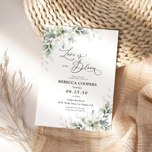 Eukalyptus Gold Bridal Dusche Einladung