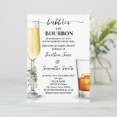 Eukalyptus Gold Bubbles & Bourbon Couples Dusche Einladung (Stehend Vorderseite)