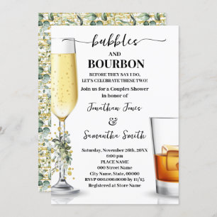 Eukalyptus Gold Bubbles & Bourbon Couples Dusche Einladung