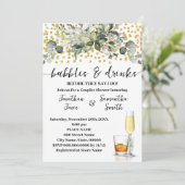 Eukalyptus Gold Bubbles & Drinks Brautparty Einladung (Stehend Vorderseite)
