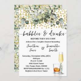 Eukalyptus Gold Bubbles & Drinks Brautparty Einladung