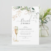 Eukalyptus Gold Calligraphy Brautparty Invitat Einladung (Stehend Vorderseite)