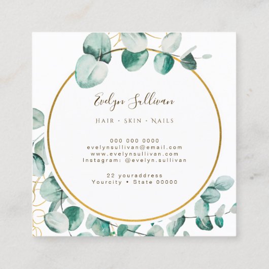 Eukalyptus gold circle Visitenkarte (Rückseite)
