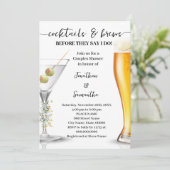 Eukalyptus Gold Cocktails & Brews Couples Dusche Einladung (Stehend Vorderseite)