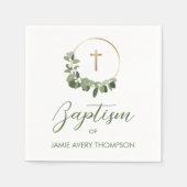 Eukalyptus Gold Cross Custom Baptisc Serviette (Vorderseite)