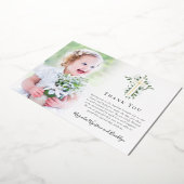 Eukalyptus Gold Cross Foto Taufe Danke Karte (Gedreht)