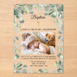 Eukalyptus Gold Cross Religious Baptism Foto Acryleinladungen