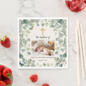 Eukalyptus Gold Cross Religious Baptism Foto Serviette (Beispiel)