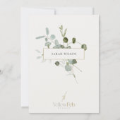 Eukalyptus Gold Cross Wreath Erste Heilige Kommune Einladung (Rückseite)