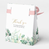 Eukalyptus Gold Danke für die Kinderdusche Geschenkschachtel (Rückseite)