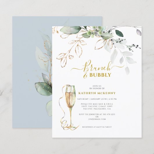 Eukalyptus Gold Dusty Blue Brautparty (Vorne/Hinten)