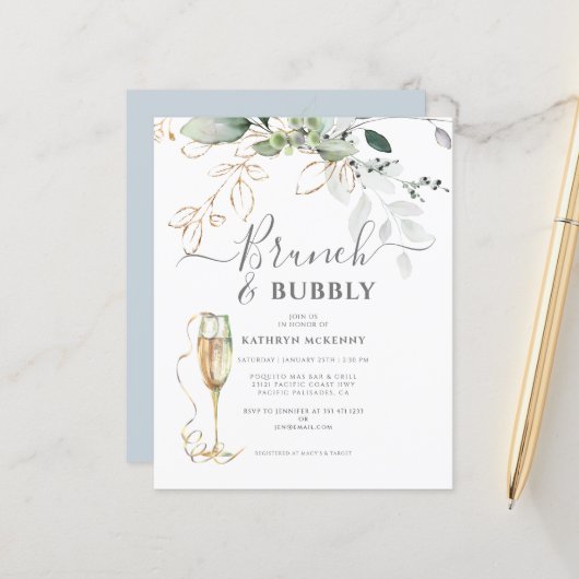 Eukalyptus Gold Dusty Blue Brautparty (Vorderseite/Rückseite Beispiel)