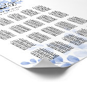 Eukalyptus Gold Dusty Blue Wedding Chart Poster (Ecke)