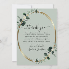 Eukalyptus Gold Elegante Script Sage Green Wedding Dankeskarte