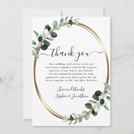 Eukalyptus Gold Elegante Script White Wedding Dankeskarte