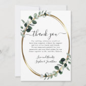 Eukalyptus Gold Elegantes Script White Sage Weddin Dankeskarte (Vorderseite)