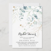 Eukalyptus Gold Floral Brautparty Einladung (Vorderseite)