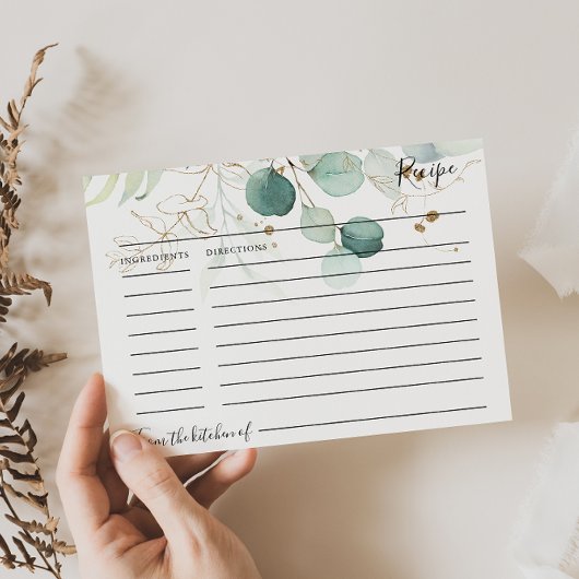 Eukalyptus Gold Floral Brautparty Rezept Karte