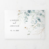 Eukalyptus Gold Floral Dreifach Gefaltete Einladung (Cover)