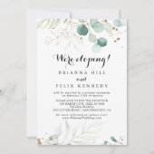 Eukalyptus Gold Floral Elopement Empfang Einladung (Vorderseite)