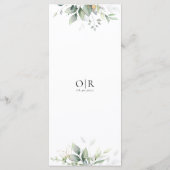 Eukalyptus Gold Floral Greenerity Wedding Menu Menükarte (Rückseite)
