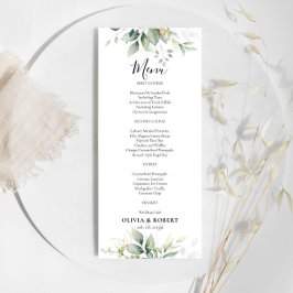 Eukalyptus Gold Floral Greenerity Wedding Menu Menükarte
