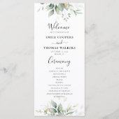 Eukalyptus Gold Floral Greenerity Wedding Program Programm (Vorderseite)