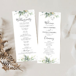 Eukalyptus Gold Floral Greenerity Wedding Program Programm