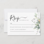 Eukalyptus Gold Floral Greenerity Wedding RSVP Car (Vorderseite)