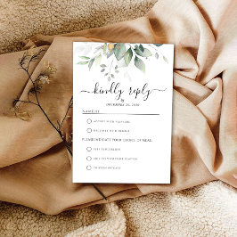 Eukalyptus Gold Floral Greenerity Wedding RSVP Car