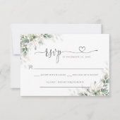 Eukalyptus Gold Floral Greenerity Wedding RSVP Car (Vorderseite)