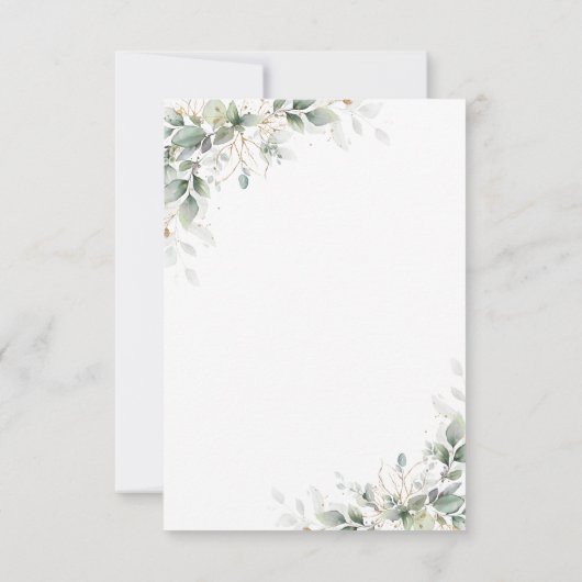 Eukalyptus Gold Floral Greenerity Wedding RSVP Car (Rückseite)