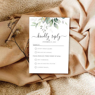 Eukalyptus Gold Floral Greenerity Wedding RSVP Car Karte