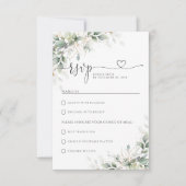 Eukalyptus Gold Floral Greenerity Wedding RSVP Car Karte (Vorderseite)