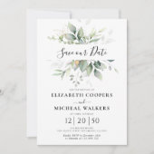 Eukalyptus Gold Floral Greenery Rette unsere Datum Save The Date (Vorderseite)