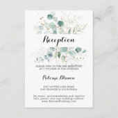 Eukalyptus Gold Floral Hochzeitsempfang Begleitkarte (Vorderseite)