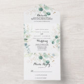 Eukalyptus Gold Floral Wedding All In One Einladung (Innen Boden)