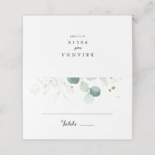 Eukalyptus Gold Floral Wedding Platzkarte (Außenseite Aufgefaltet)