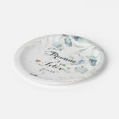 Eukalyptus Gold Floral Wedgecake Pappteller (Schrägansicht)