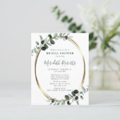 Eukalyptus Gold Foil Brautparty Einladung (Stehend Vorderseite)