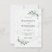 Eukalyptus Gold Foil Rahmen Marmorhochzeit Einladung (Vorderseite)