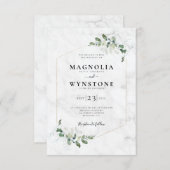 Eukalyptus Gold Foil Rahmen Marmorhochzeit Einladung (Vorne/Hinten)