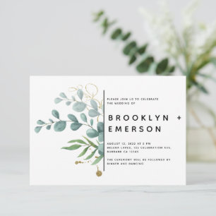 Eukalyptus Gold Foil Wedding Einladung