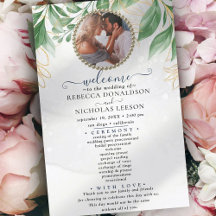 Eukalyptus Gold Foliage Foto Wedding Program