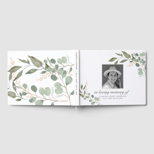 Eukalyptus Gold Foto Gedenkfeier Gästebuch (Voll)