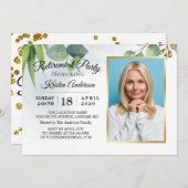 Eukalyptus Gold Foto Renten Party Einladung (Vorne/Hinten)